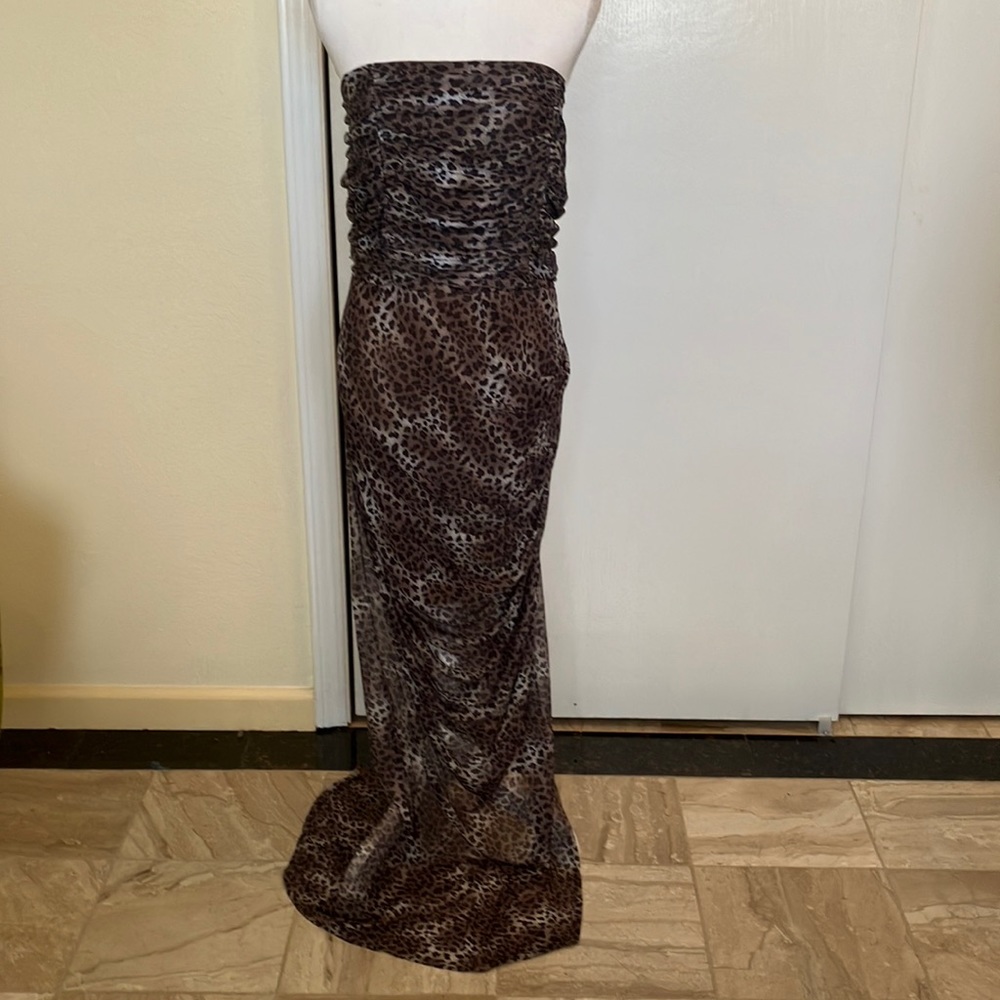 🐆🤎Miss Avenue Animal Print Brown/Black/White Print Stretchy Evening Gown Sz 2X